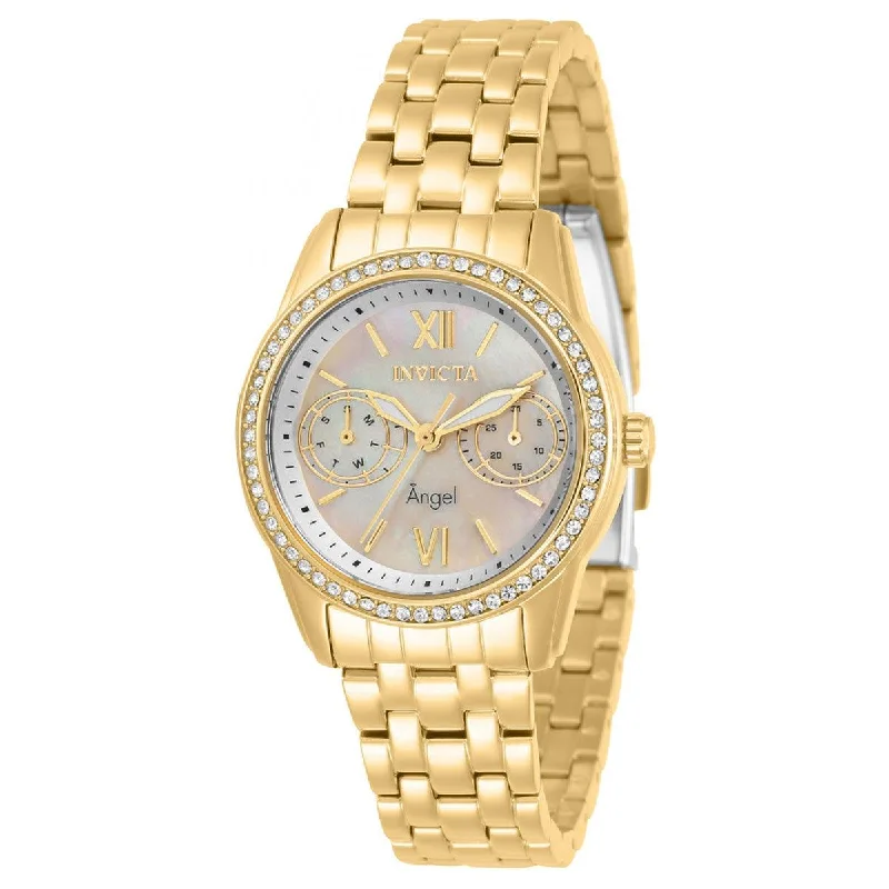 Women's dress watches with elegant straps Invicta Women's Watch - Angel White Mother of Pearl Dial Yellow Gold Case | 31378 Women's dress watches with elegant straps Invicta Women's Watch - Angel White Mother of Pearl Dial Yellow Gold Case | 31378