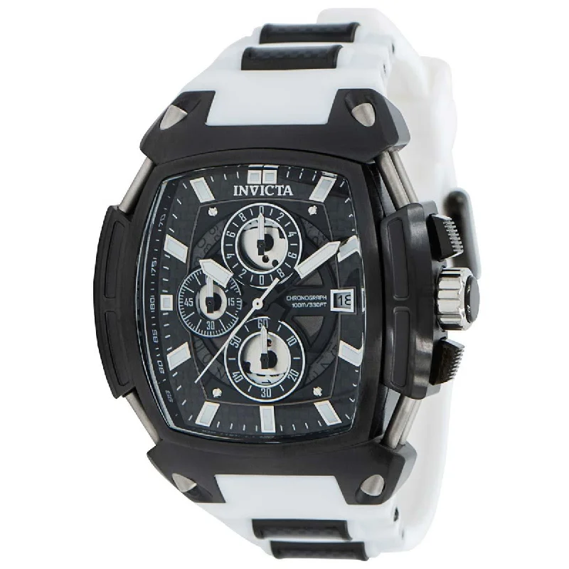 Men's dress watches with slim profile   Invicta Men's Chronograph Watch - S1 Rally Diablo Quartz Black and White Strap | 37795
