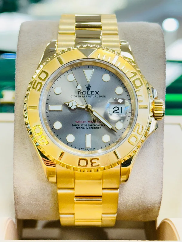 Watches with classic style for timeless appeal Rolex Yacht master 16628 40 Bezel Engraved Yellow Gold Grey Dial PreOwned Watches with classic style for timeless appeal Rolex Yacht master 16628 40 Bezel Engraved Yellow Gold Grey Dial PreOwned