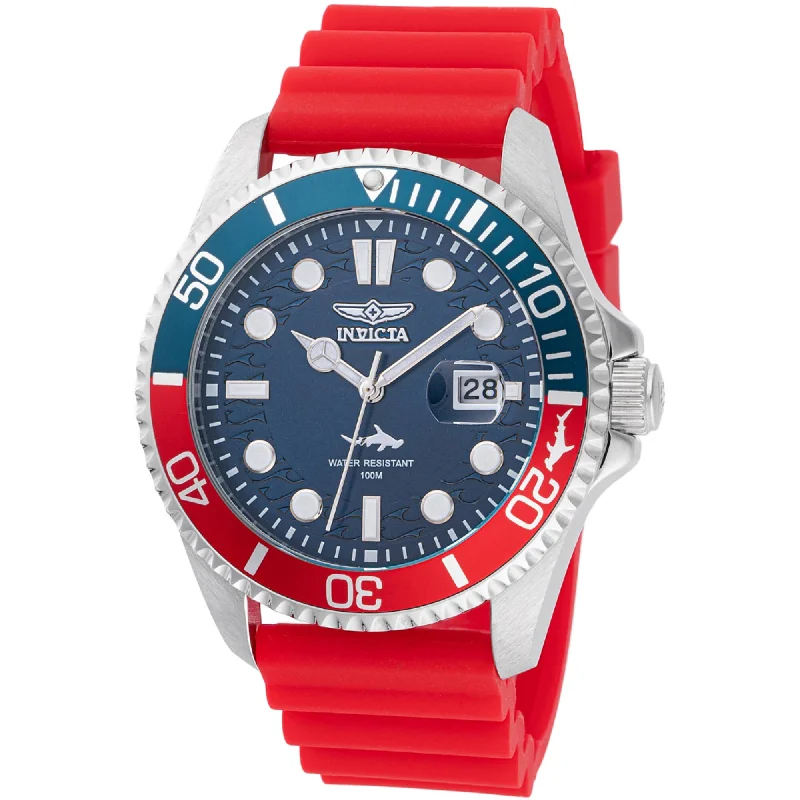 minimalistic watches for men with leather bands Invicta Men's Watch - Pro Diver Rotating Bezel Blue Dial Red Silicone Strap | 47164 minimalistic watches for men with leather bands Invicta Men's Watch - Pro Diver Rotating Bezel Blue Dial Red Silicone Strap | 47164