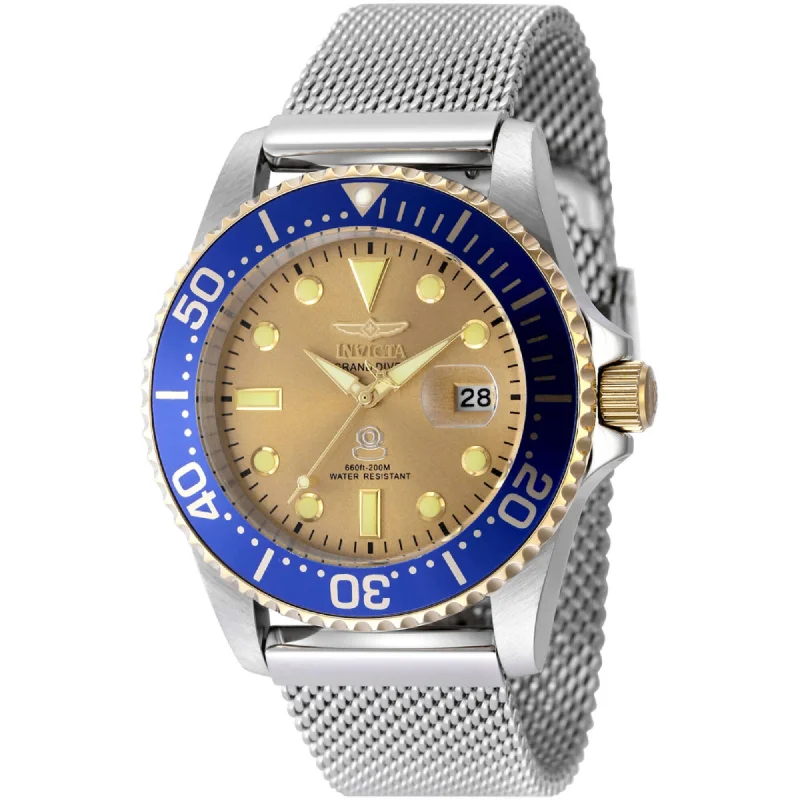 Watches made for exclusive collectors Invicta Men's Watch - Pro Diver Quartz Gold Tone Dial Silver Steel Bracelet | 48216 Watches made for exclusive collectors Invicta Men's Watch - Pro Diver Quartz Gold Tone Dial Silver Steel Bracelet | 48216