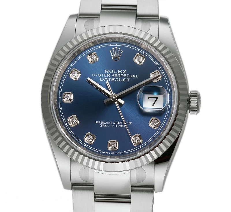 women’s watches with interchangeable bands 36mm Steel Blue Diamond Dial 18k Fluted Bezel Oyster Bracelet women’s watches with interchangeable bands 36mm Steel Blue Diamond Dial 18k Fluted Bezel Oyster Bracelet