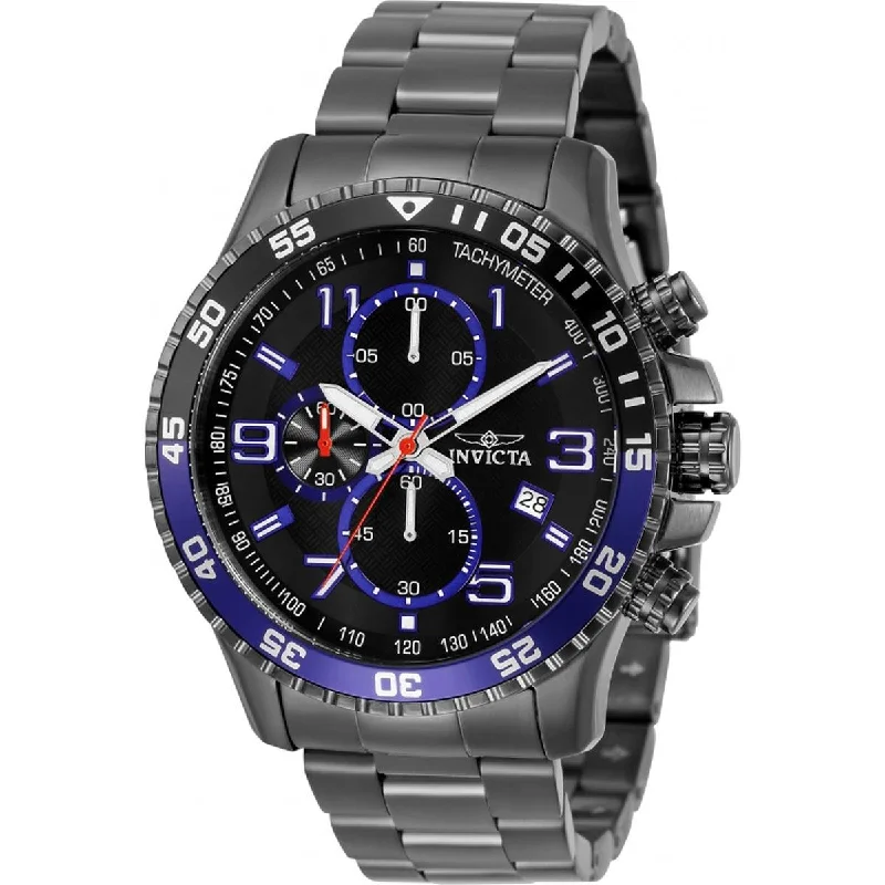 Watches with leather straps and quick release clasps Invicta Men's Watch - Specialty Chrono Black Dial Stainless Steel Bracelet | 34031 Watches with leather straps and quick release clasps Invicta Men's Watch - Specialty Chrono Black Dial Stainless Steel Bracelet | 34031