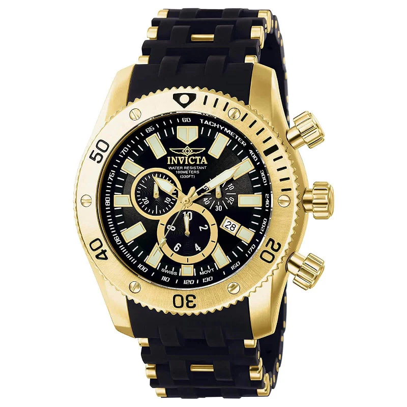 Watches with leather straps and quick release clasps Invicta 0140 Men's Spider Collection Gold Tone Black Dial Rubber Strap Chronograph Watch Watches with leather straps and quick release clasps Invicta 0140 Men's Spider Collection Gold Tone Black Dial Rubber Strap Chronograph Watch