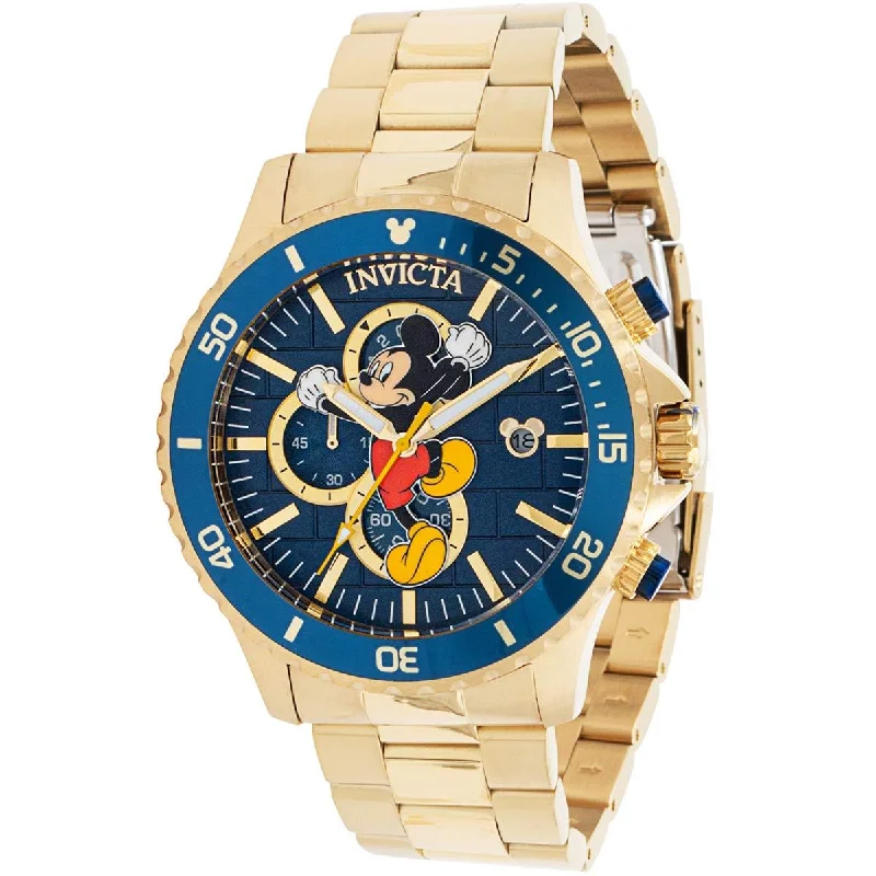 watches with custom engravings for gifts Invicta Men's Watch - Disney Mickey Mouse Chronograph Yellow Gold Bracelet | 39519 watches with custom engravings for gifts Invicta Men's Watch - Disney Mickey Mouse Chronograph Yellow Gold Bracelet | 39519