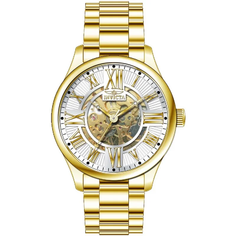 Luxury brand automatic watches for men Invicta Men's Watch - Objet D Art Semi Skeleton Dial Yellow Gold SS Bracelet | 37639 Luxury brand automatic watches for men Invicta Men's Watch - Objet D Art Semi Skeleton Dial Yellow Gold SS Bracelet | 37639