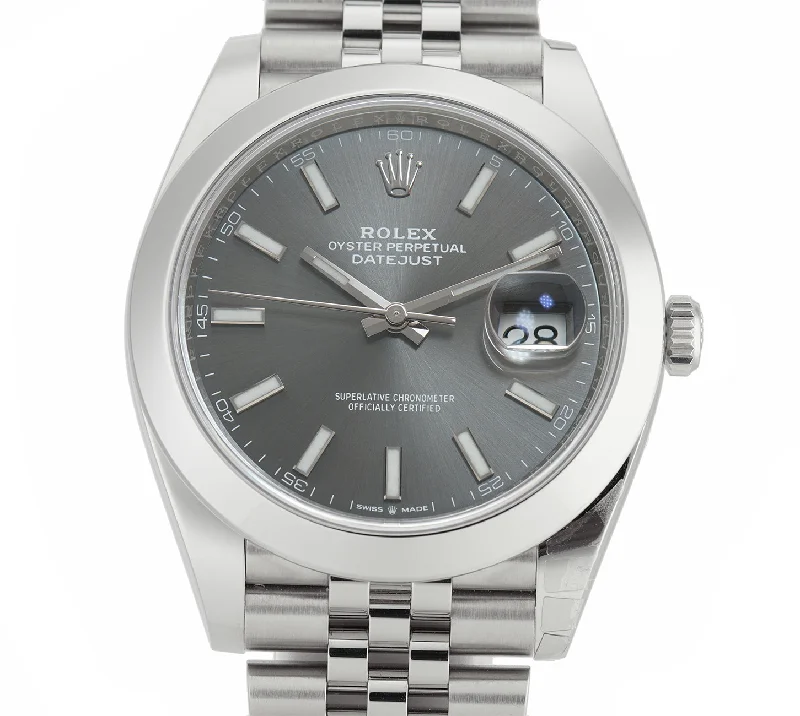 elegant dress watches for formal events   Steel 41mm Rhodium Index Dial Jubilee Bracelet
