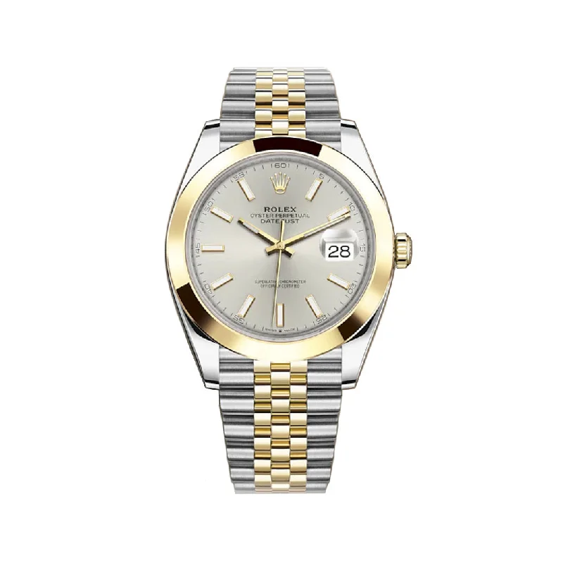 Men's dress watches with slim profile   41mm Steel & Yellow Gold Silver Index Dial Jubilee Bracelet