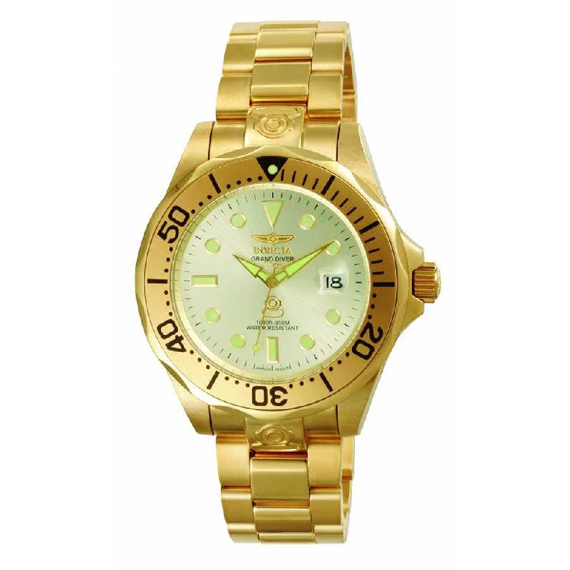Watches with a stylish look Invicta Men's Automatic Stainless Steel Watch - Grand Diver Gold Tone Dial | 3051 Watches with a stylish look Invicta Men's Automatic Stainless Steel Watch - Grand Diver Gold Tone Dial | 3051