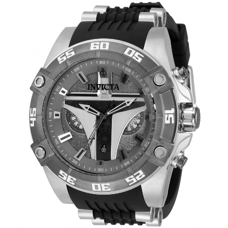 Modern design square dial watches Invicta Men's Quartz Watch - Star Wars Mandalorian Silver and Black Strap | 34990 Modern design square dial watches Invicta Men's Quartz Watch - Star Wars Mandalorian Silver and Black Strap | 34990