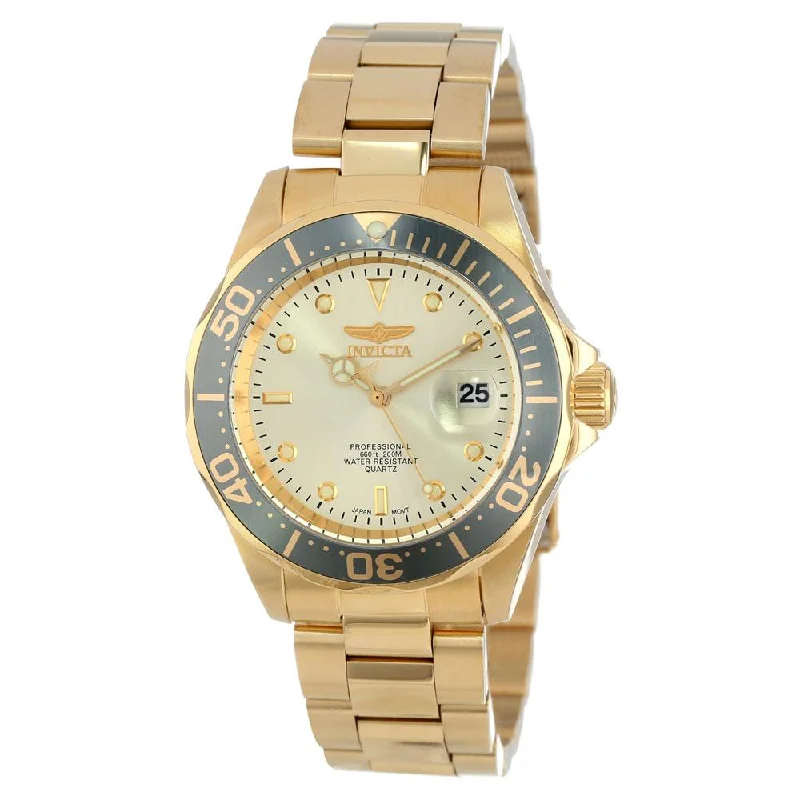 Watches with a sophisticated look Invicta 14979 Men's Pro Diver Quartz Gold Dial Gold Plated Steel Dive Watch Watches with a sophisticated look Invicta 14979 Men's Pro Diver Quartz Gold Dial Gold Plated Steel Dive Watch