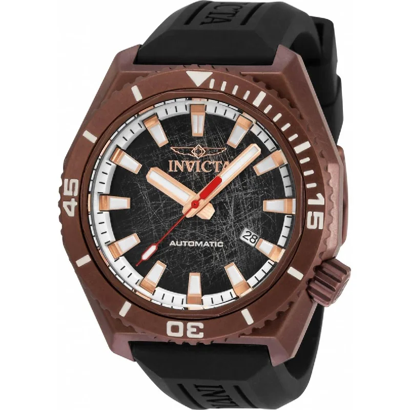 minimalistic watches for men with leather bands   Invicta Men's Automatic Watch - Pro Diver Brown Case Silicone Strap Dive | 33909