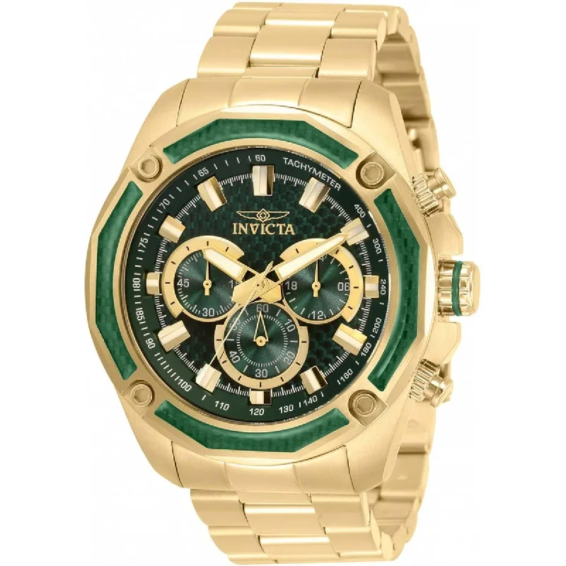 Luxury brand automatic watches for men Invicta Men's Chronograph Watch - Aviator Green Dial Yellow Gold Bracelet | 34157 Luxury brand automatic watches for men Invicta Men's Chronograph Watch - Aviator Green Dial Yellow Gold Bracelet | 34157