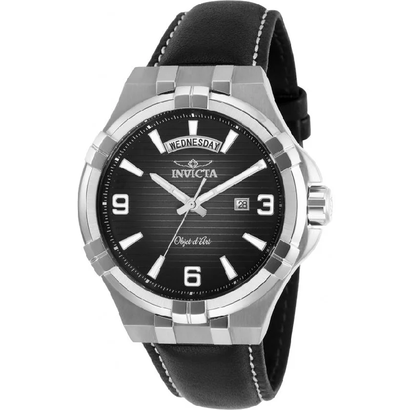 minimalistic watches for men with leather bands   Invicta Men's 30183 Objet D Art Blue Leather Watch