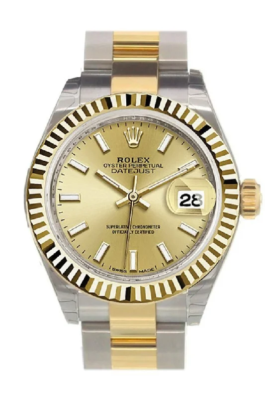Formal watches for business people   Rolex Datejust 28 Champagne Dial Fluted Yellow Gold Two Tone Ladies Watch 279173