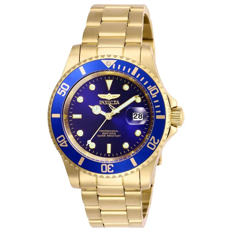 Watches with classic style for timeless appeal   Invicta Men's Quartz Watch - Pro Diver Blue Dial Yellow Gold Bracelet | 26974