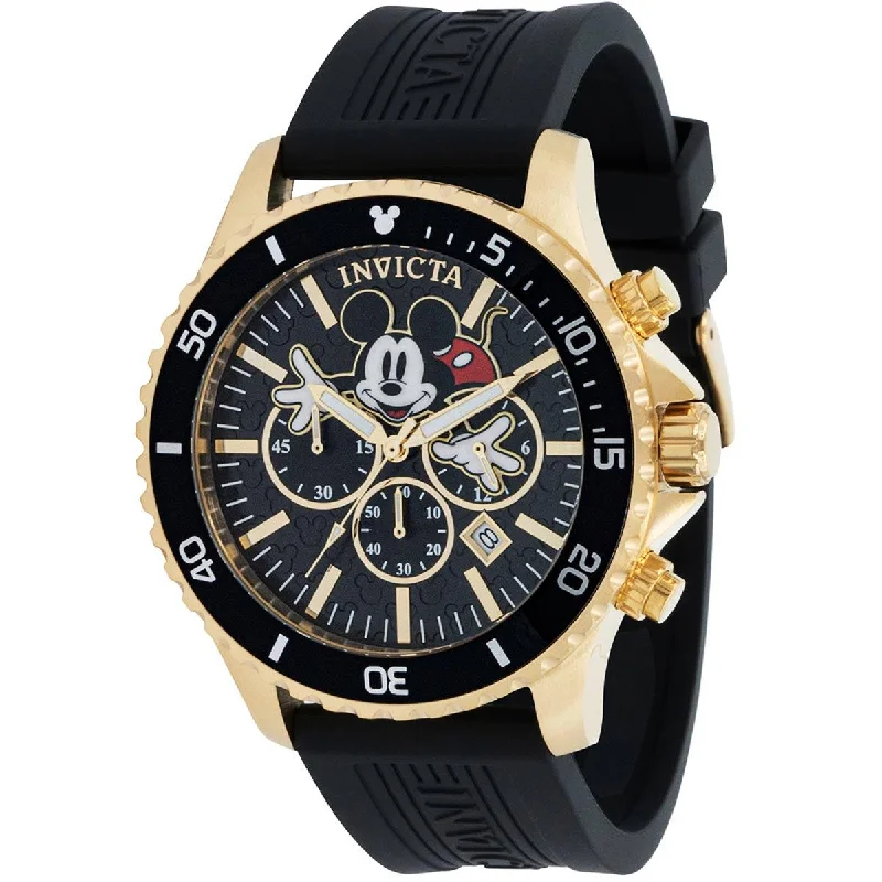 Watches for daily wear   Invicta Men's Watch - Disney Mickey Mouse Chrono Black Dial Silicone Strap | 39173