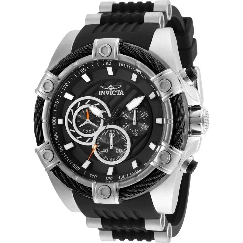 Watches for daily wear   Invicta Men's 25523 Bolt Black and Silver Polyurethane and Stainless Steel Watch