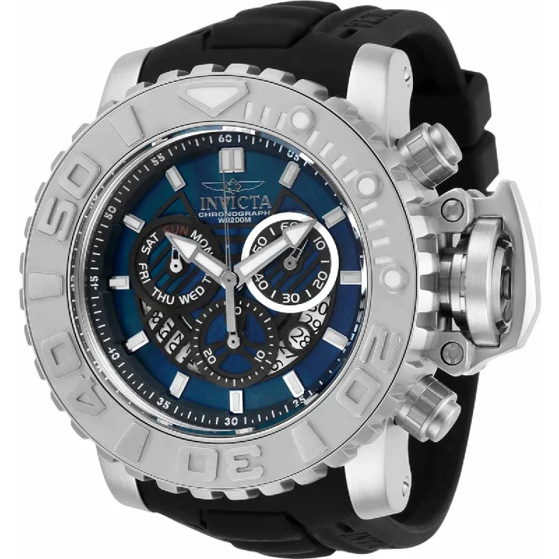 stylish watches for everyday wear Invicta Men's Chronograph Watch - Sea Hunter Black and Blue Dial Rubber Strap | 32637 stylish watches for everyday wear Invicta Men's Chronograph Watch - Sea Hunter Black and Blue Dial Rubber Strap | 32637