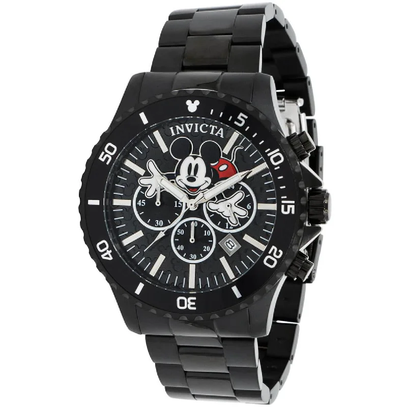 Vintage style quartz watches Invicta Men's Chronograph Watch - Disney Mickey Mouse Black Bracelet | 39046 Vintage style quartz watches Invicta Men's Chronograph Watch - Disney Mickey Mouse Black Bracelet | 39046
