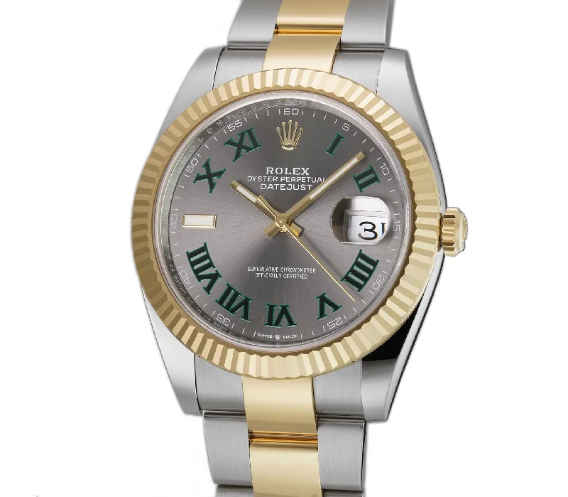 Casual watches for weekend outings 41mm Steel & Yellow Gold Wimbledon Slate Roman Dial Oyster Bracelet Casual watches for weekend outings 41mm Steel & Yellow Gold Wimbledon Slate Roman Dial Oyster Bracelet