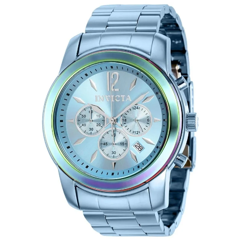 stylish watches for everyday wear Invicta Men's Chronograph Watch - Specialty Iridescent Bezel Ice Blue Bracelet | 40496 stylish watches for everyday wear Invicta Men's Chronograph Watch - Specialty Iridescent Bezel Ice Blue Bracelet | 40496