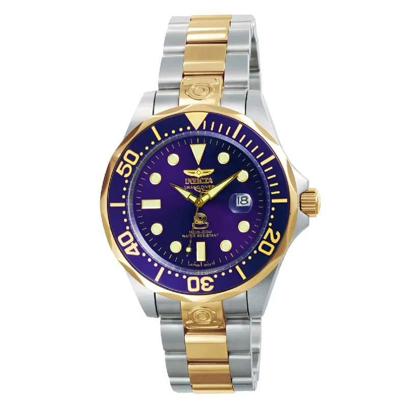 Watches with a sophisticated look Invicta 3049 Men's Two Tone Yellow Bracelet Automatic Grand Diver Blue Dial Date Watch Watches with a sophisticated look Invicta 3049 Men's Two Tone Yellow Bracelet Automatic Grand Diver Blue Dial Date Watch