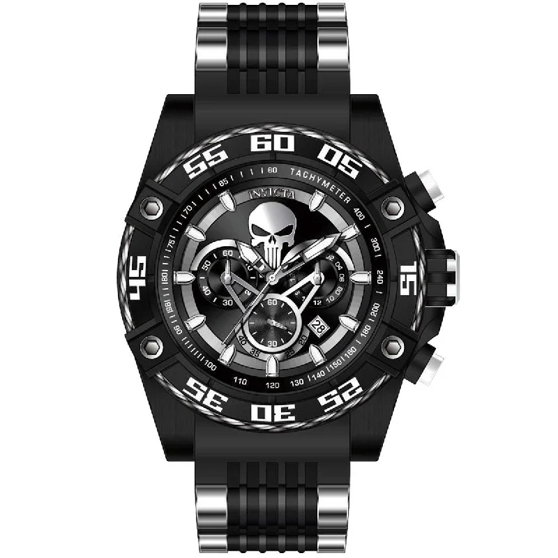 Formal watches for evening events Invicta Men's Chronograph Watch - Marvel Punisher Silver and Black Dial Strap | 35365 Formal watches for evening events Invicta Men's Chronograph Watch - Marvel Punisher Silver and Black Dial Strap | 35365