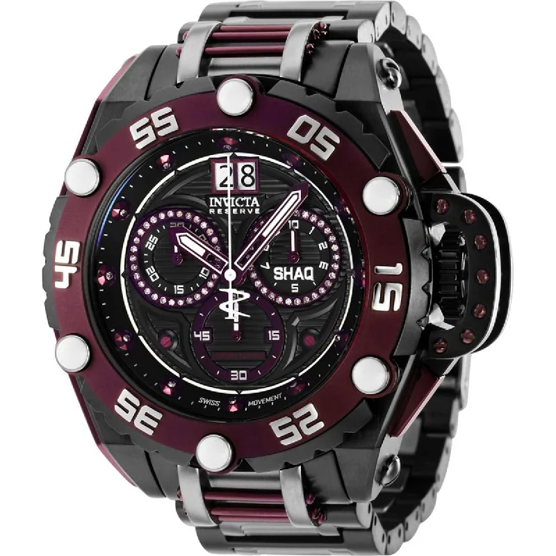 Luxury quartz watches with high-end movements   Invicta Men's Watch - Shaq Chronograph Black Dial Stainless Steel Bracelet | 37769