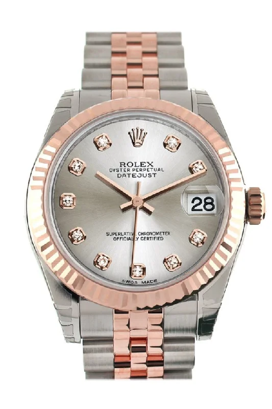 Watches with a classic look Rolex Datejust 31 Silver Diamond Dial Fluted Bezel 18K Rose Gold Two Tone Jubilee Ladies Watch 178271 Pre-owned Watches with a classic look Rolex Datejust 31 Silver Diamond Dial Fluted Bezel 18K Rose Gold Two Tone Jubilee Ladies Watch 178271 Pre-owned