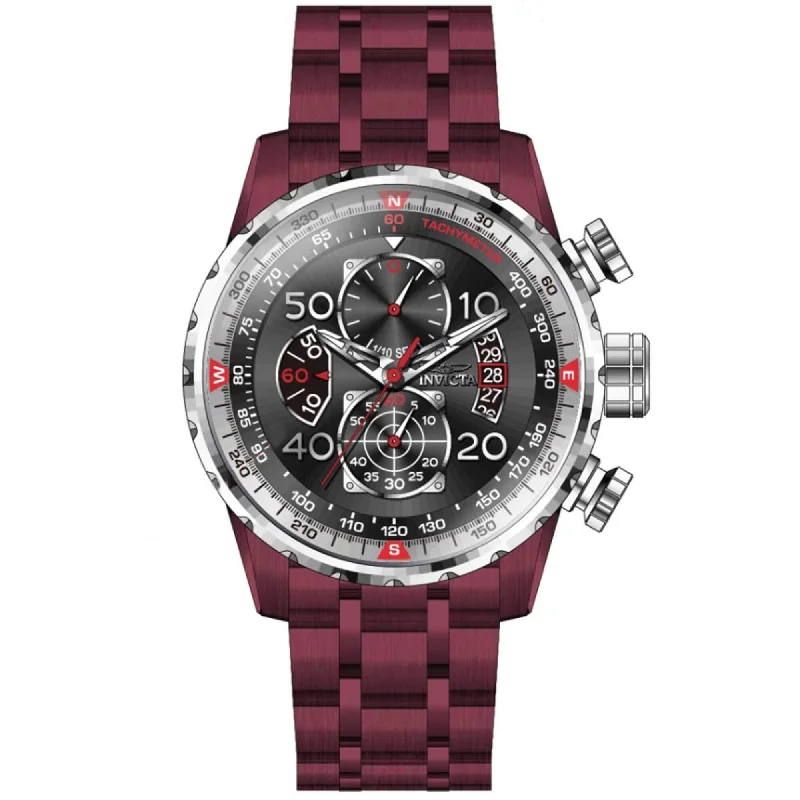 Watches made for exclusive collectors Invicta Men's Quartz Watch - Aviator Black Dial Red Stainless Steel Bracelet | 40699 Watches made for exclusive collectors Invicta Men's Quartz Watch - Aviator Black Dial Red Stainless Steel Bracelet | 40699