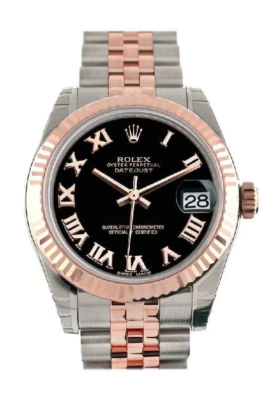 Watches for daily wear Rolex Datejust 31 Black Roman Dial Fluted Bezel 18K Rose Gold Two Tone Jubilee Ladies Watch 178271 Pre-owned Watches for daily wear Rolex Datejust 31 Black Roman Dial Fluted Bezel 18K Rose Gold Two Tone Jubilee Ladies Watch 178271 Pre-owned