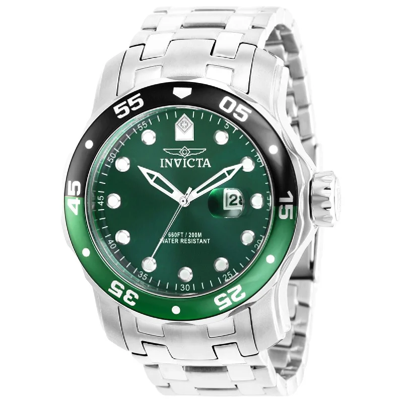 Watches with a luxurious look Invicta Men's Watch - Pro Diver Green Dial Silver SS Bracelet Rotating Bezel | 39093 Watches with a luxurious look Invicta Men's Watch - Pro Diver Green Dial Silver SS Bracelet Rotating Bezel | 39093