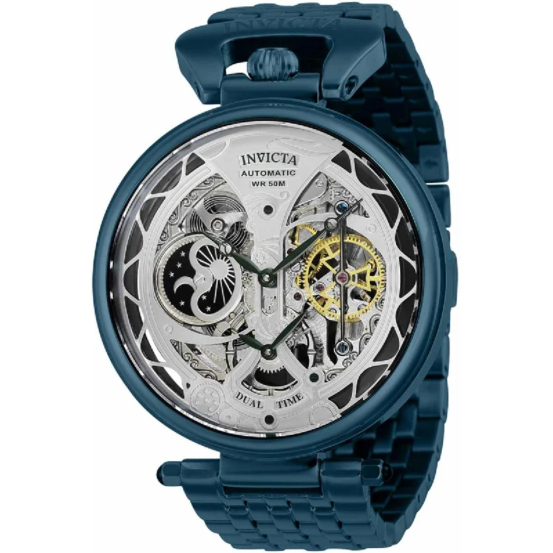 Vintage style quartz watches Invicta Men's Automatic Watch - Objet D Art Dual Time Blue Steel Bracelet | 38384 Vintage style quartz watches Invicta Men's Automatic Watch - Objet D Art Dual Time Blue Steel Bracelet | 38384