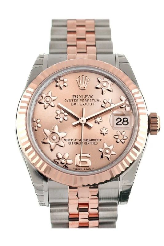 Watches with leather straps and quick release clasps Rolex Datejust 31 Pink Raised Floral Motif Dial Fluted Bezel 18K Rose Gold Two Tone Jubilee Ladies Whatch 178271 Pre-owned Watches with leather straps and quick release clasps Rolex Datejust 31 Pink Raised Floral Motif Dial Fluted Bezel 18K Rose Gold Two Tone Jubilee Ladies Whatch 178271 Pre-owned