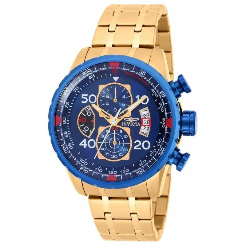 Luxury quartz watches with high-end movements Invicta Men's 19173 Aviator Chronograph Gold-tone Stainless Steel Watch Luxury quartz watches with high-end movements Invicta Men's 19173 Aviator Chronograph Gold-tone Stainless Steel Watch