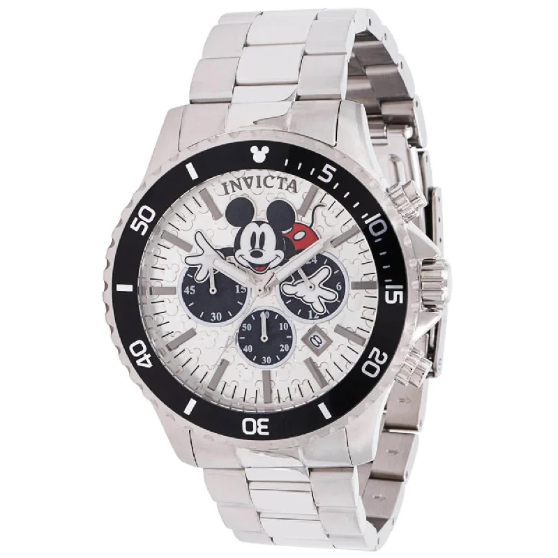 Watches with leather straps and quick release clasps Invicta Men's Chrono Watch - Disney Mickey Mouse Silver Tone Dial Bracelet | 39049 Watches with leather straps and quick release clasps Invicta Men's Chrono Watch - Disney Mickey Mouse Silver Tone Dial Bracelet | 39049