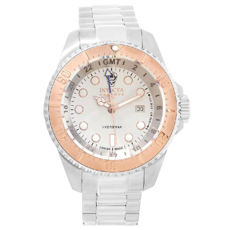 Formal watches for business people Invicta 16964 Men's Hydromax Reserve Silver Dial Steel Bracelet GMT Dive Watch Formal watches for business people Invicta 16964 Men's Hydromax Reserve Silver Dial Steel Bracelet GMT Dive Watch