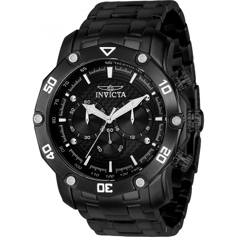 Casual watches for weekend outings Invicta Men's Watch - Pro Diver Chronograph Black Carbon Fiber Dial Bracelet | 37724 Casual watches for weekend outings Invicta Men's Watch - Pro Diver Chronograph Black Carbon Fiber Dial Bracelet | 37724