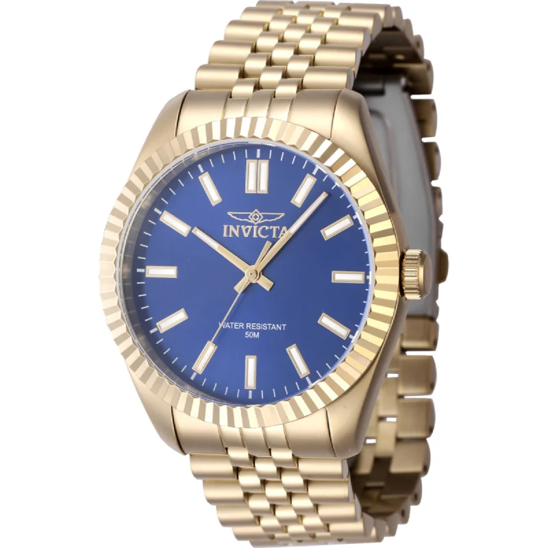 Women's dress watches with elegant straps Invicta Men's Watch - Specialty Blue Dial Yellow Gold Steel Bracelet Quartz | 47490 Women's dress watches with elegant straps Invicta Men's Watch - Specialty Blue Dial Yellow Gold Steel Bracelet Quartz | 47490