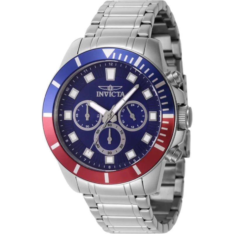 Watches with classic style for timeless appeal Invicta Men's Watch - Pro Diver Chronograph Blue Dial Silver Steel Bracelet | 46041 Watches with classic style for timeless appeal Invicta Men's Watch - Pro Diver Chronograph Blue Dial Silver Steel Bracelet | 46041