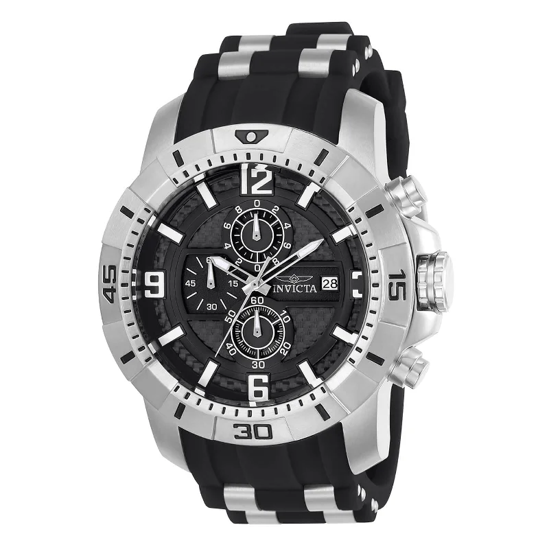 watches with custom engravings for gifts Invicta 24962 Men's Pro Diver Chrono Black Carbon Fiber Dial Steel & Black Silicone Strap Watch watches with custom engravings for gifts Invicta 24962 Men's Pro Diver Chrono Black Carbon Fiber Dial Steel & Black Silicone Strap Watch