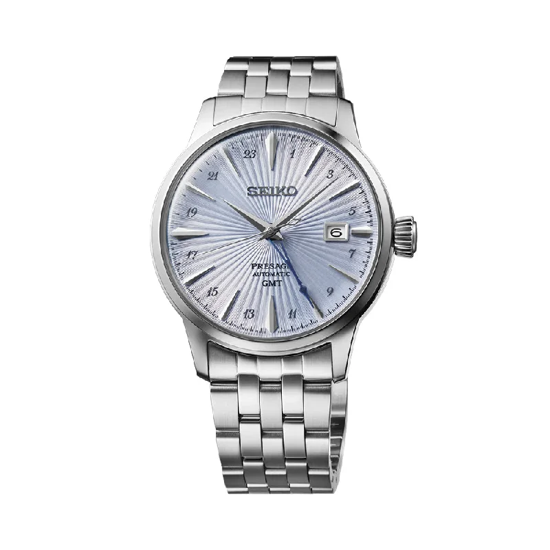 Luxury brand automatic watches for men   SSK037 Presage Cocktail Time GMT 40.5mm - Blue on Bracelet