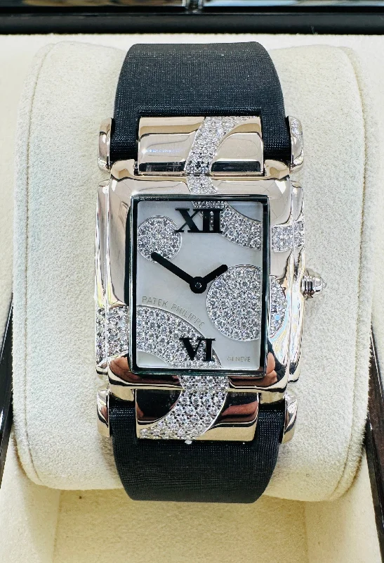 watches with custom engravings for gifts   Patek Philippe Twenty 4 4914g Factory Diamonds MOP Dial 18k White Gold Watch