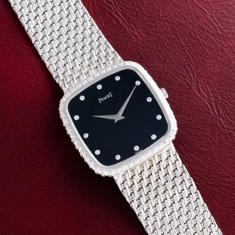 Formal watches for evening events   Piaget Onyx Dial White Gold Dress Watch