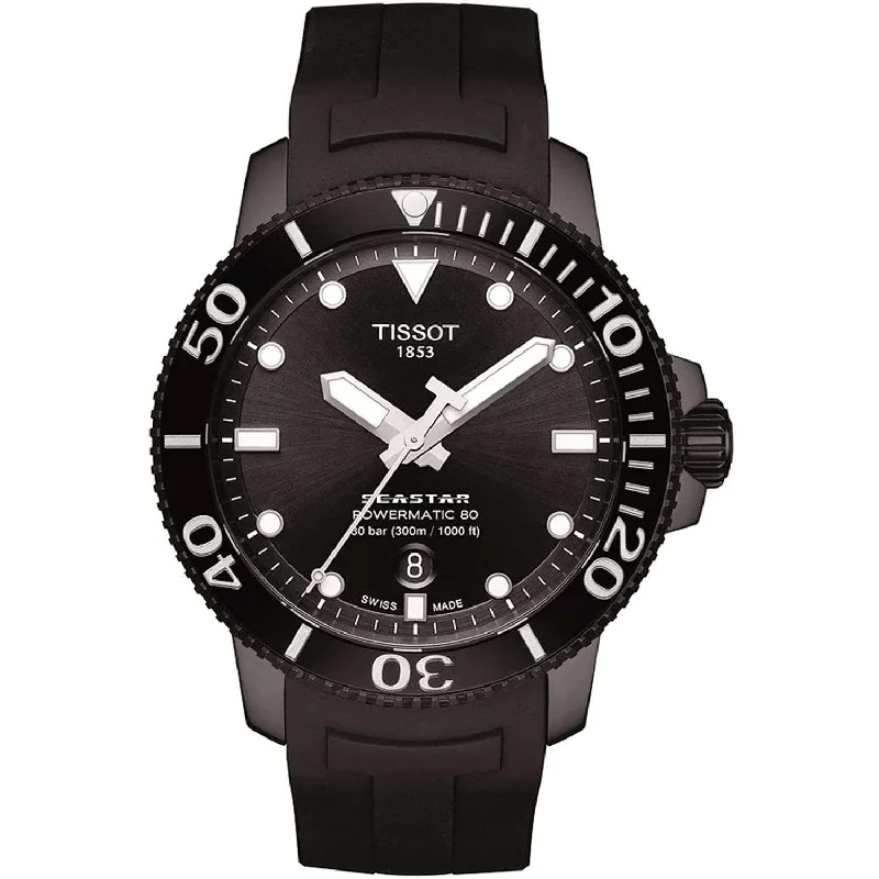 best luxury watches for men   TISSOT SEASTAR POWERMATIC 80 AUTOMATIC 43 MM MEN WATCH T1204073705100