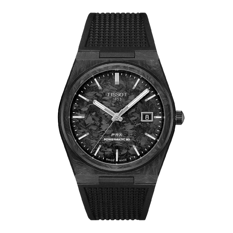 Watches with a stylish look   Tissot PRX Powermatic 80 Carbon- 40 mm