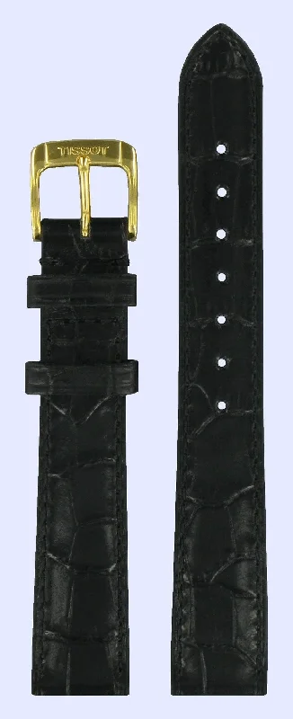Luxury brand automatic watches for men   Tissot T71333872 Watch Band T600021054 Black Leather 16 mm T-Maya Trend